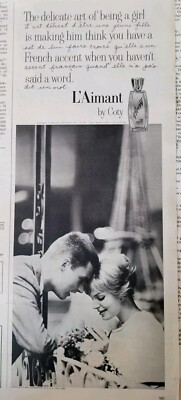 1959 Coty L'Aimant Perfume The art of being a girl French accent vintage ad 