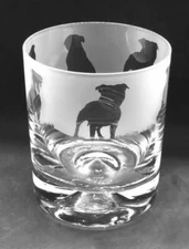 STAFFORDSHIRE BULL TERRIER Frieze Boxed 30cl Glass Whisky Tumbler
