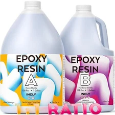 INCLY 2 Gallon Crystal Clear Epoxy Resin Kit, High Gloss & Bubbles Free Resin
