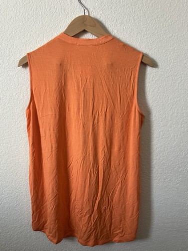 CALVIN KLEIN WOMEN’S SOFT ORANGE COLLARED SLEEVELESS TANK TOP ZIP FRONT SZ:L - Picture 2 of 5