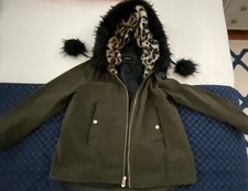 Gianni Bini Winter Jacket Parka Faux Fur Hood L Nwot Green