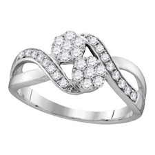 14kt White Gold Womens Round Diamond 2-stone Wedding Engagement Ring 1/2ctw