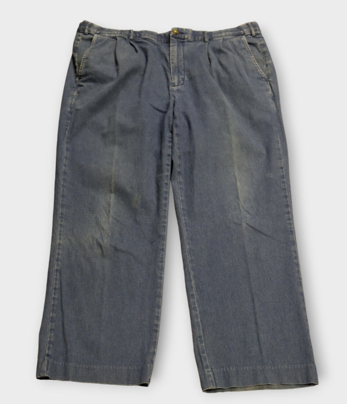 Vtg Orvis Jeans Mens Sz 42 Blue Stretch Waist Pleated Straight Leg Pockets 90s
