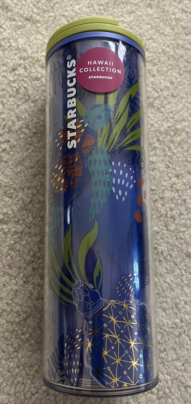 New Starbucks '21 Hawaiian Exclusive Tumbler 16 oz Blue/multi colored turtles