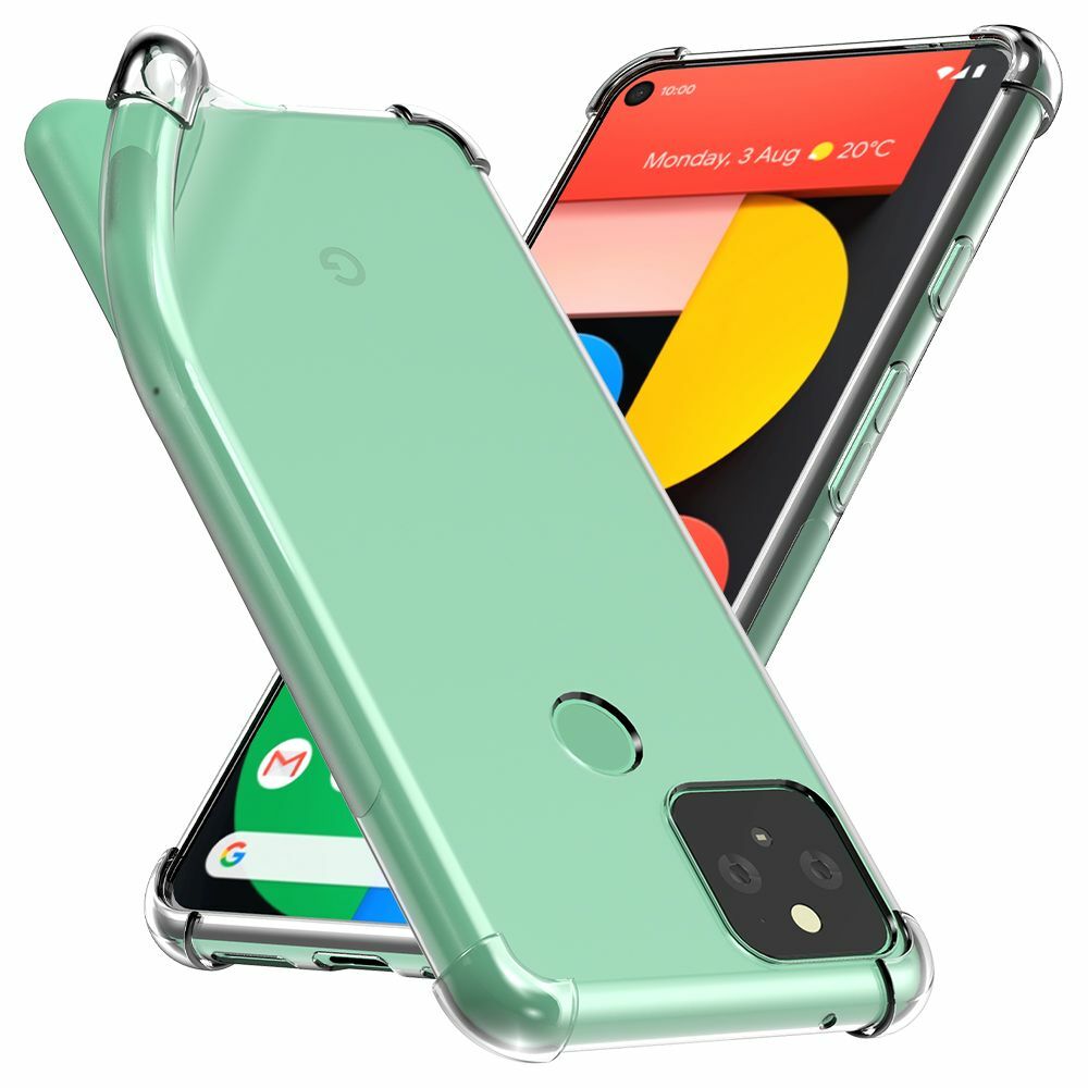 Cover Google Pixel 5 Custodia Rinforzati Silicone Morbida Sottile, Trasparente