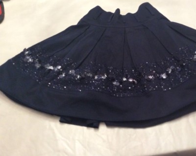 Monnalisa navy pleated skirt with sequins