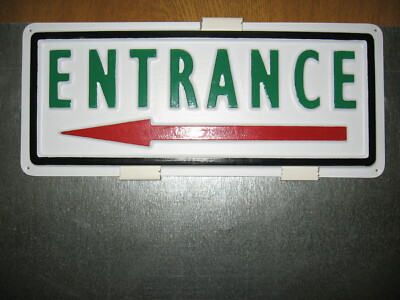 ENTRANCE arrow left 3-D Embossed Plastic Sign 5x13 High Visibility Light Weight