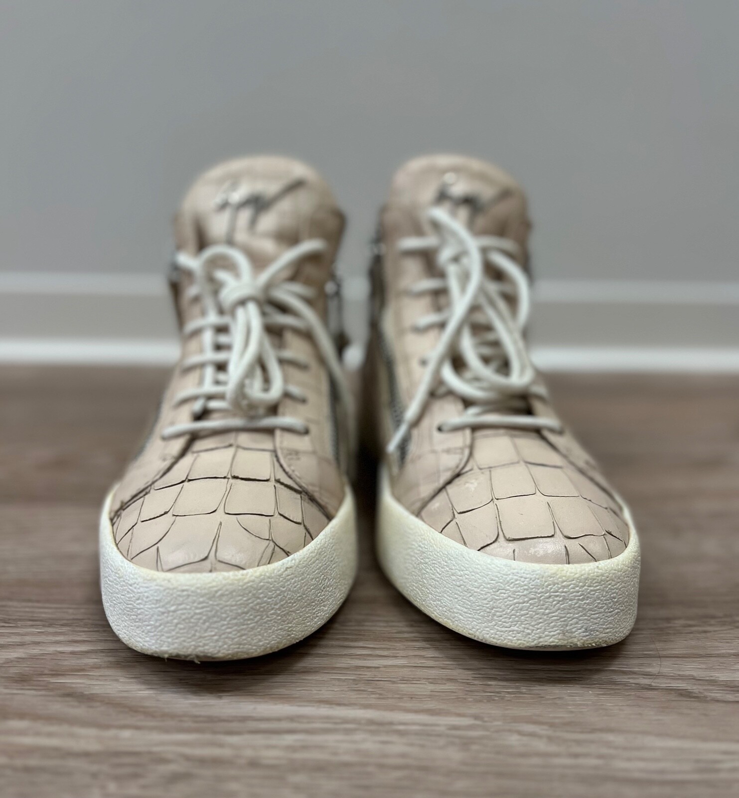 Giuseppe Zanotti Leather Python High Top Sneakers - image 2