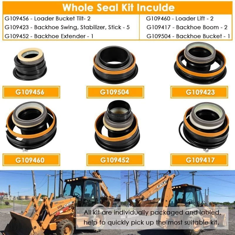 Whole Machine Hydraulic Cylinder Seal Kit for Case 580C 580SE 580SD 580 Backhoe - Image 3 of 4