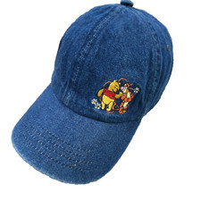 Vintage Disney Hat Cap Denim Blue Jean Winnie The Pooh Y2K 00s Ladies Womens