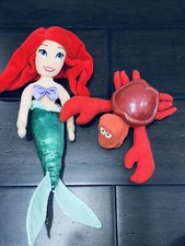Disney Store The Little Mermaid Plush Lot Ariel Sebastian Crab Princess Girl Toy