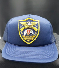 Vintage Alaska Highway Patrol Navy Blue Snapback Trucker Cap New Old Stock
