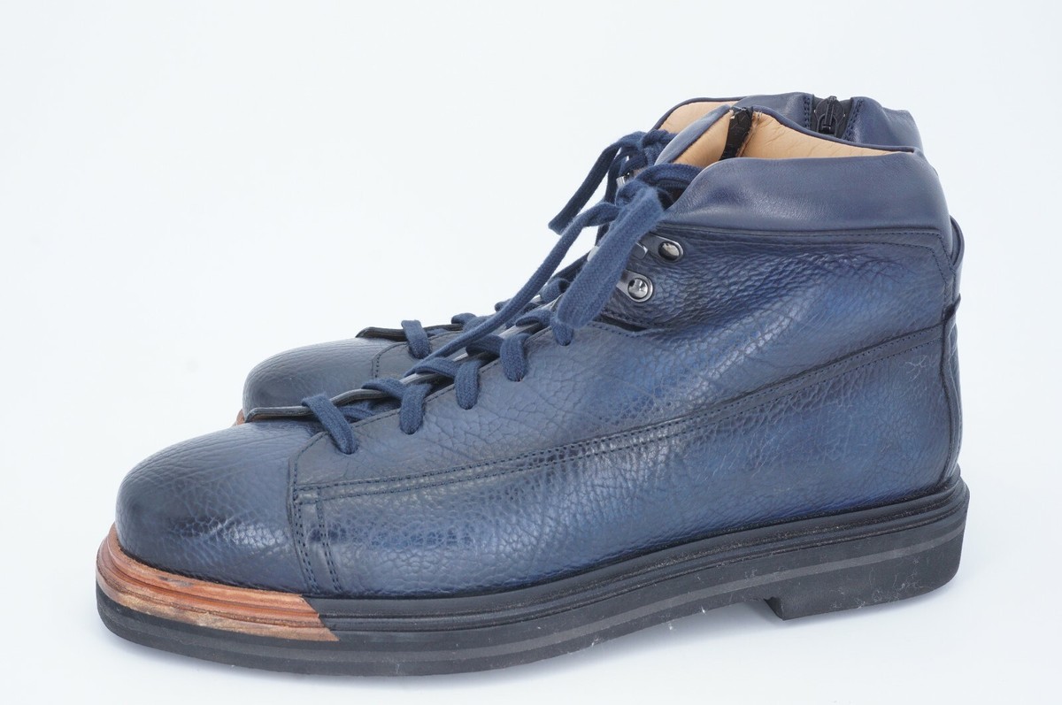 SANTONI EVEREST HIKING BOOT US 9.5 D DERBY BURNISHED NAVY ZIPPER $1095 | WORN 5x SANTONI EVEREST HIKING BOOT US 9 D DERBY  main image 2