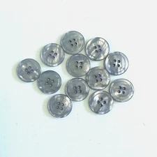 12 Buttons Pearlized Blue Gray Plastic 4-Hole Sew Through Sewing 20 mm BL11