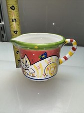Vintage Dana Simson Hand Painted Creamer/Small Pitcher, Sleeping Tabby Cat Bird