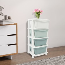 4 Tiers Drawer Plastic Storage Tower Chest Office Home Kitchen Rolling Organizer