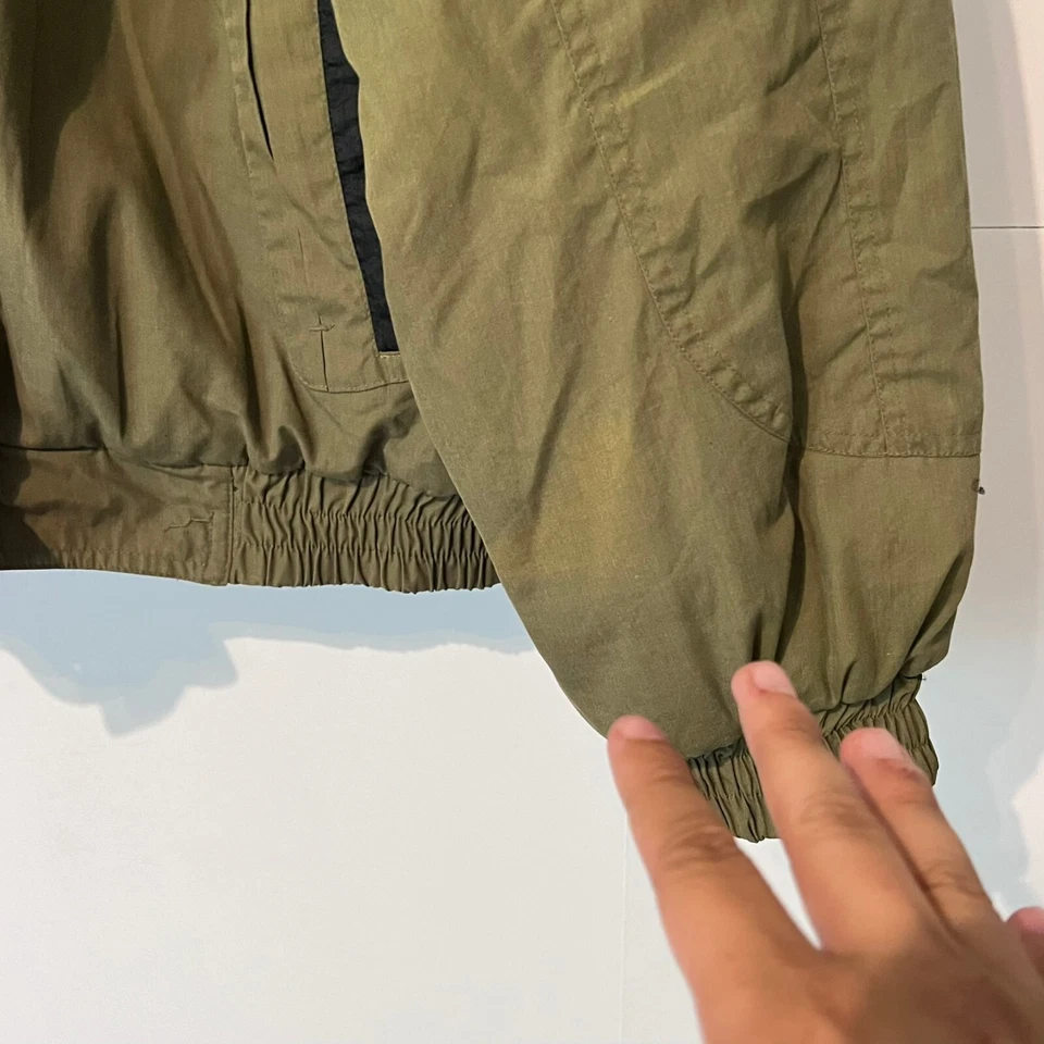 Vintage 70S 80s Mcgregor Mens Bomber Jacket Size M Olive Nylon Puff Zip Snap - Image 2 of 4