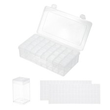 32 Slots Bead Storage Containers, Clear Plastic Bead Boxes with Labels