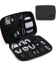 Bagsmart Slim Cable Organizer, Water-Repellent, Dual Zipper, Black, 9.8x6.7x1.4  