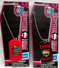 Pink Black Monster High 2"H Dog Tag Pendents on 18" Ball Chain Necklaces-New 