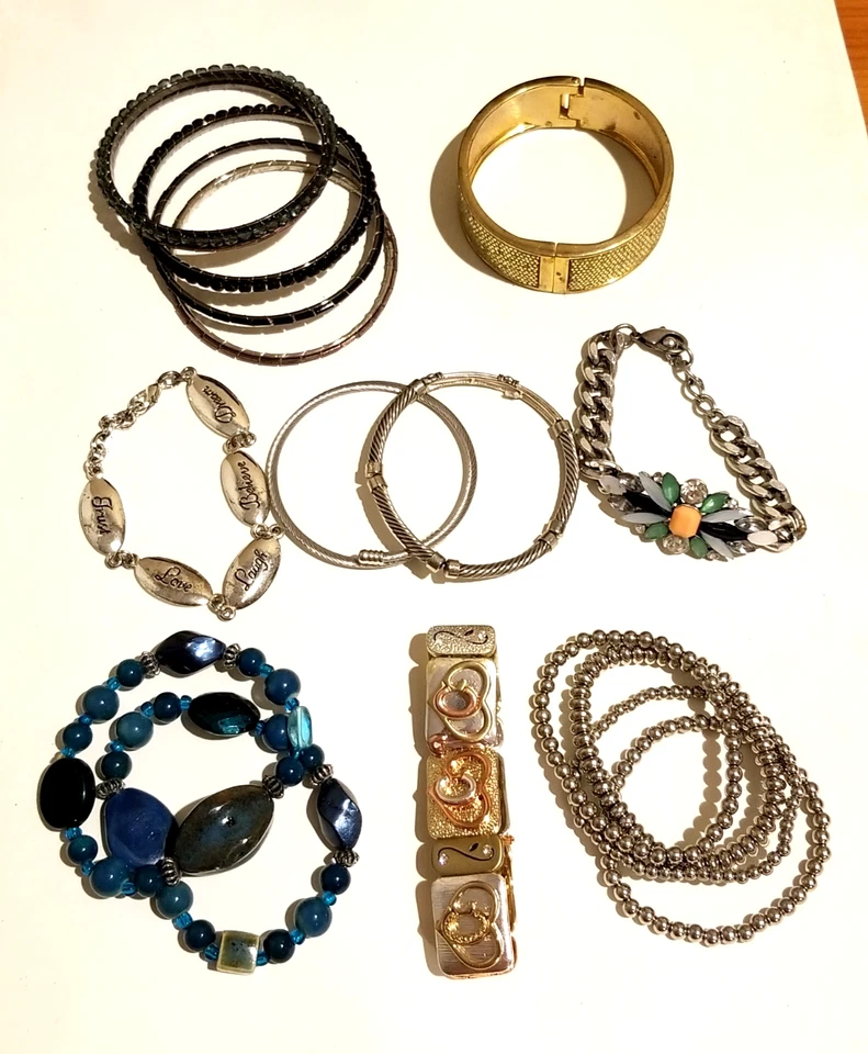 **Lote Variedad Pulseras Oro Plata Puño Abrazadera Brazaletes Cerámica Estrás** Foto 4 de 4