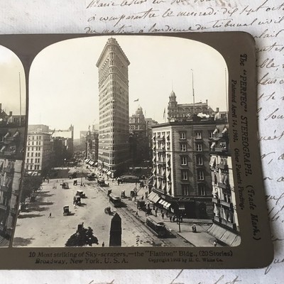 1903 FOTO Photography USA Flat Iron Building New York Stereoskopische Ansicht