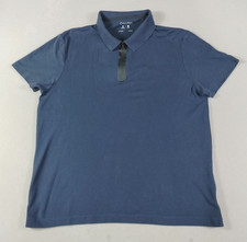 Calvin Klein Polo Shirt Mens XL Blue Short Sleeve Quick Dry Zip Wicking Knit