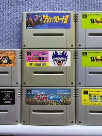 Lot of 8 Super Famicom SFC Games Untested As-Is SimCity Momotaro Wild Trax