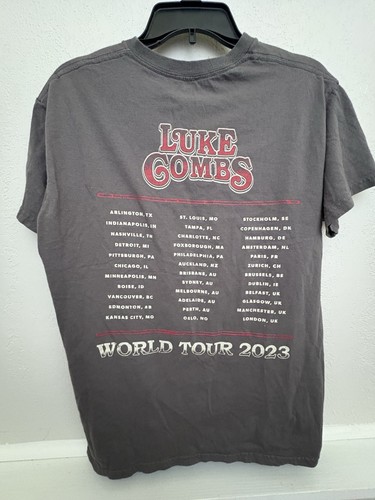 Luke Combs 2023 World Tour T-Shirt Men’s Medium Gray Double-Sided Concert Tee - Picture 4 of 5