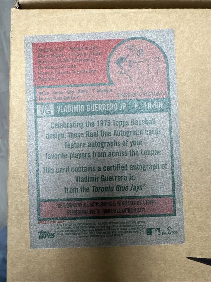 2024 Topps Heritage Vladimir Guerrero Jr. Real One Auto  Red ink /75 - Image 2 of 2