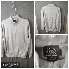 Jos. A. Bank Men's Signature 1/4 Zip Sweater, 2XL, Gray, 100 Pima Cotton