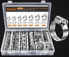 100 PCS Heavy Duty Stainless Steel Hose Clamps Assortment Kit 1/4"- 1-1/2"(6-38M