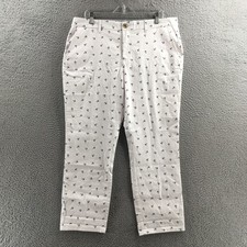 Tommy Hilfiger Chino Pants Womens 16 actual 39x28.5 White Anchor Print Hi-Rise