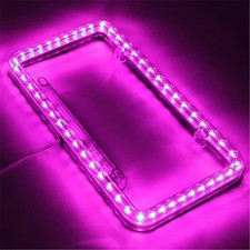 12 V 54 Led Color Light License Plate Frame Acrylic Plastic Licens Color Pink