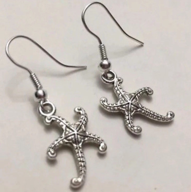 Star Fish Charm Earrings Ocean Sea Marine Beach Aquarium Shore