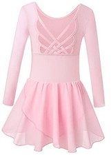 Girls Tank Ballet Leotards with Skirt Toddler Dance Dress,Cute 4-6 Years R-pink