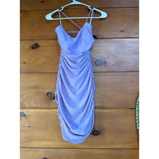 Lulus Confident Allure Lavender Ruched Lace-Up Bodycon Mini Dress Party Sz XS