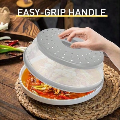 2pcs Microwave Splatter Cover, Collapsible Vented Silicone Plate Lid with Handle