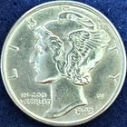 1943-P Mercury Silver Dime Nice BU