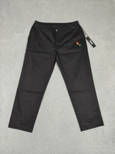 Civil Regime Pants Mens 34 Black Burn Forever Rebel Chino Embroidered Flame Rose