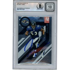 Ray Lewis Autographed 2005 Donruss Elite #10 Trading Card Beckett 53043