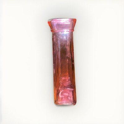 Vintage Rose Pink Square Taper Bud Vase,  7 3/4''H x 2 1/2, Smooth & Glossy
