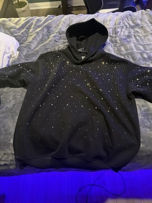 VYBES Black Rhinestone Polka Dot Pullover Hoodie mens Size M | eBay