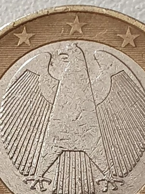 MINT ERROR. Pièce de 1 euro 2002 G Allemagne, rare. Piece avec defaut. - Photo 1/4