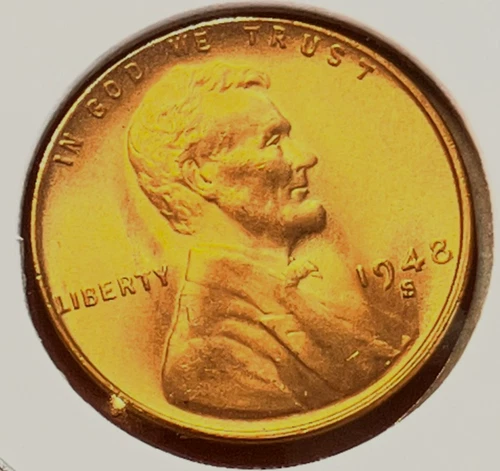 1948-S Lincoln Wheat Cent Penny GEM RED BU From an Original Bank Roll
