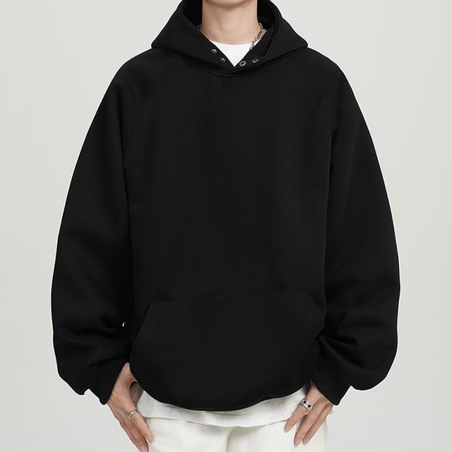 Mens Hoodie Plush Sweatshirt Solid Color Loose for Fit for Casual and Streetwear
