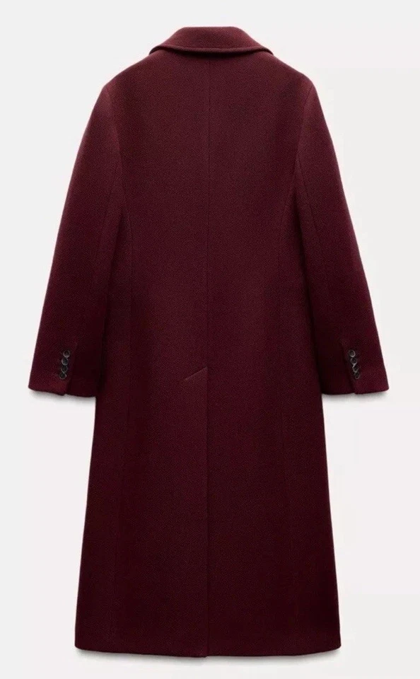ZARA ZW COLLECTION WOOL BLEND COAT BURGUNDY NEW FW24/25 SIZES XL 9231/756 - Image 4 of 4