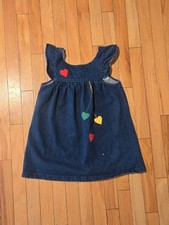 Disney Winnie The Pooh Jean Dress With Hearts 90S Vintage 6X Kids