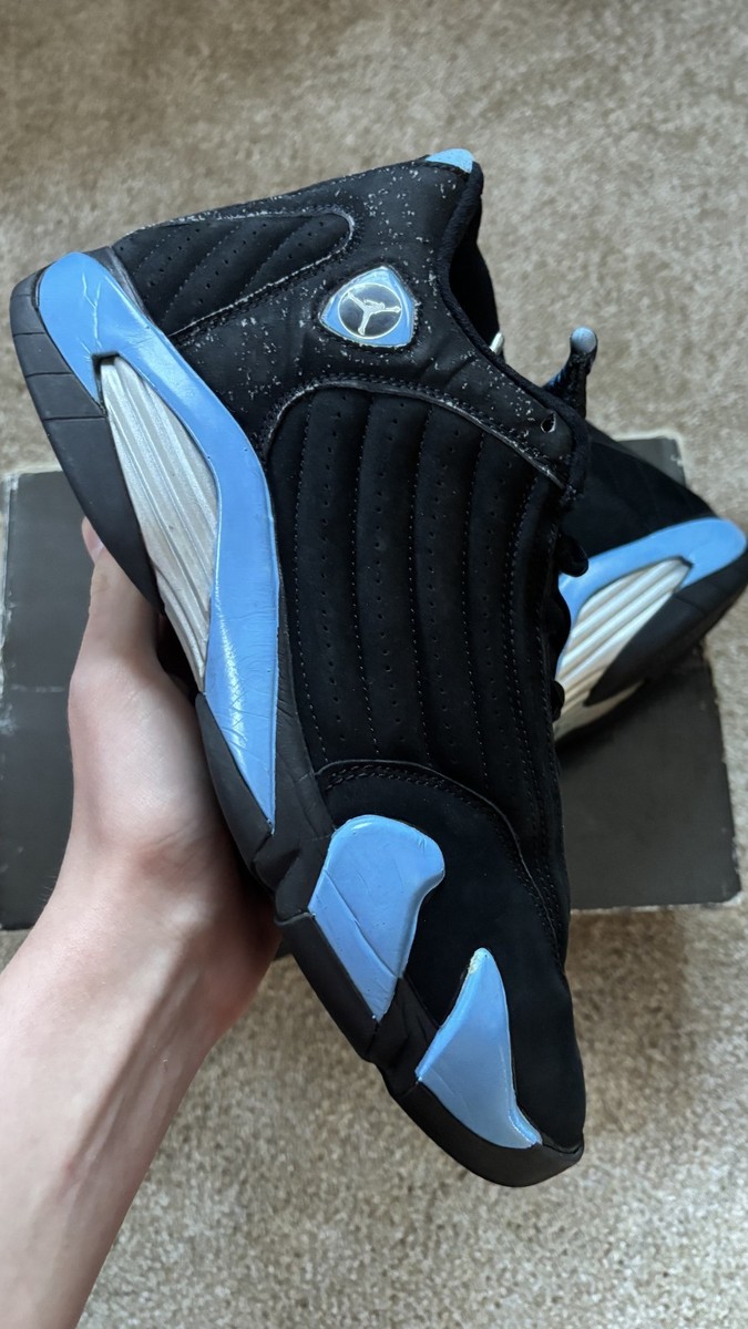 black and blue jordan 14s