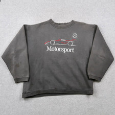 Vintage 90s Mercedes Benz Sweatshirt Crewneck Size L Faded Black